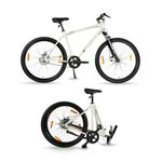 HORNBACK Xpand Full Size Fully Assembled Foldable Cycle for Men & Women (20-inch Stainless Steel+Alloy Steel Frame, Front Suspension, 27.5-Inch Wheels, Mechanical Disk Brakes) (Moonlight White)