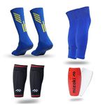 Mizaki Anti-Slip Football Sock, Leg sleev, Shingurd And Shingurd Supporter Combo Pack For Men&Women, All-in-One Football Accessories Pack, (Blue)