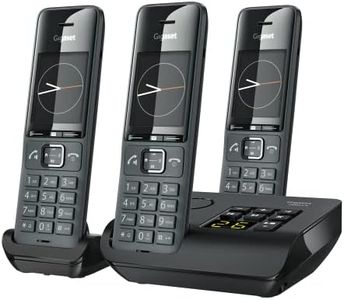 Gigaset Family A Trio - Three Handsets - Cordless DECT Telephone with an Answering Machine - Timeless and Elegant Design, Black [UK Version]