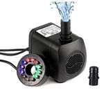 Submersible Water Pump, 15W 800L/H Fountain Pump with 12 Color LED Light for Fountain Pool Garden Pond Fish Tank Aquarium Water(With Plug)