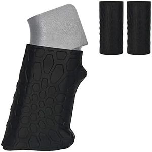 WEGXINNA 2 Pieces Universal Tactical Grip Sleeve Rubber Handall Full Size Handgun Grip Glove,Black