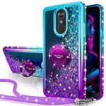 Silverback for LG Stylo 4 Case,LG Stylo 4 Plus Case,LG Q Stylus 4, Moving Liquid Holographic Sparkle Glitter Case with Stand, Bling Diamond Ring Slim Protective Case for LG Stylo 4 -Purple