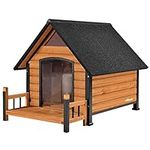 Outdoor Dog House, Waterproof Puppy Shelter Indoor Doghouse with Elevated Floor, Anti-Bite Design Dog Home for Small Medium Dogs with Porch