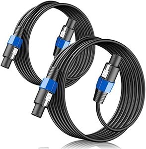 Wdpqyy 2-Pack 50 Feet Audio Speakon to Speakon Cable, Professional 12AWG Guage Wire Audio Speaker Cable with Twist Lock