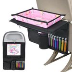 Babenest Kids Travel Tray Table Cover with Tablet Holder, Plane essentials for Toddler, Airplane Travel Tray with Pockets, Travel Essential Must-Haves for Train and Flying Supplies (Unicorn Pink)