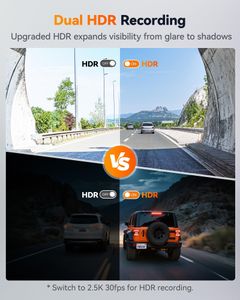 WOLFBOX X3 2.5K Dash Cam Front and Rear – 60FPS, WiFi, GPS, 64GB Card
