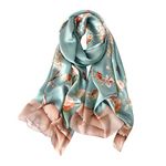 STORY OF SHANGHAI Women's Mulberry Silk Scarf Ladies Silk Scarves Sunscreen Shawls Wraps For Hair,Chinese Rose Green