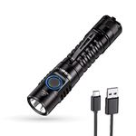 Wurkkos FC11 LED Flashlight Rechargeable, High 90CRI 1300 Lumen Mini Flashlight,IP67 Waterproof,Magnetic Tail Cap, Great for Hiking Fishing Camping (Black, 5000K)