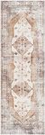 BoutiqueRugs Arncliffe Boho Vintage Runner Rug - Farmhouse Traditional Medallion Carpet for Hallway, Kitchen - Machine Washable - Tan, Rust, Peach, Blue, Cream - 2'7" x 7'10" (2x8)