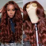 UNICE 12A Reddish Brown 13x4 Lace Front Wigs Human Hair 180% Density Bleached Knots for Women Body Wave Copper Red Glueless Human Hair Frontal Wigs Pre Plucked with Baby Hair 18 inch