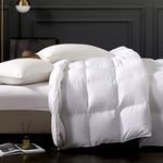 SWITTE 80% White Goose Down Duvet Queen Size Down Duvet,Baffle Boxes Construction,55oz Fill Weight,750+ Fill Power,100% Cotton Shell with Corner Tabs, Comfortable for All Season, White(90x90inch)