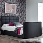 happybeds Leather TV Bed, Thornberry Black Leather Electric TV Bed, Double, King, Super King (King (U.K. Standard))