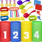 Yucoolili Sports Day Kit Outdoor Game Set Includes Sack Race, Egg And Spoon, Bean Bag Toss 3-Legged Game Outdoor Garden Party Carnival Games for Kids Children & Adults