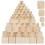 Belle Vous 100 Pack Wooden Cubes - 4 Assorted Size Natural Unfinished Pine Wood Square Blocks - DIY Arts & Crafts, Puzzle Making, Educational Alphabet & Number Building Blocks, Stamps & Gifts