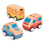 Wanborns 3pcs Wooden Toys Cars, Ambulance, Police Car and School Bus Educational Toy, Early Learning for Toddlers, Colorful Vehicles Play Set for 2 3 Year Old Boys Girls Christmas Birthday Gift