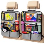 Helteko Backseat Car Organizer, Kick Mats Back Seat Protector with Touch Screen Tablet Holder, Organizer for Kids, Travel Accessories, Mat 9 Storage Pockets 2 Pack