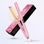 Dekuri 2 in 1 Hair Straightener and Curler, Smooth Titanium Plate,30s Fast Heat Flat Iron, 120-230℃ LCD Display, Ionic Hair Straighteners for Women(Pink)