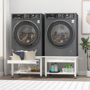 Garvee 27" Wide Washer and Dryer Pedestals with Pullout-Shelf, 16" Hight Laundry Pedestal with Adjustable Anti-Vibration Pads, Drain Pan and Hose, 1000 lbs Capacity, White