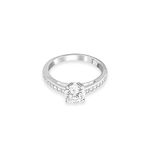 Swarovski Attract ring, Round cut, Pavé, White, Rhodium plated