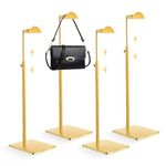 4 Pcs Purse Display Stand Stainless Steel Handbag Display Stand Adjustable Bags Display Rack Handbag Holder for Store Counter Home Props Decoration (Gold)