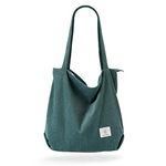 KALIDI Thicken Corduroy Totes Bag Extra Large Capacity Handbags Shoulder Bags with Zipper Cord Tote Bag for Women Ladies Girls Casual Shopping Bag for Work School College Daily Use (Light green)