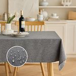 Decorelia Linen Rectangular Tablecloth for Dining Table, Coffee Table, Soft Wrinkle-Free Wipe Clean Table Cloth for Party, Wedding, Outdoor, Easy to Clean(Oblong, 52 x 70 Inch (4-6 Seats), Dark Grey)