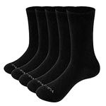 YUEDGE Women's Basic Black Breathable Cotton Socks Lightweight Thin Tall Dress Socks For Women Ladies 6-10/9-12, Multipack, 5 Pairs