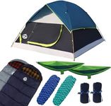 Northroad 9 Pieces Camping Tent Kit, Including 1x Dome Tent for 2/3 Person, 2X Sleeping Bag, 2X Air Mattress Camping Mat, 2X Single Camping Hammock with 2 Tree Straps, 2X Lightweight Blanket