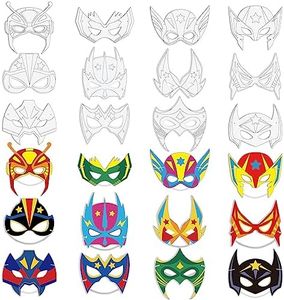 Sosation 72 Pcs Color Your Own Hero Masks Craft DIY Hero Paper Mask Blank Masks to Decorate Your Own Eye Mask with Ropes Party Favors Decorations Home Activity Coloring Game, 12 Styles