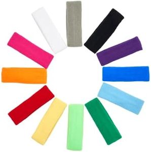 Mallofusa 12 PCS Cotton Sports Basketball Headband/Sweatband Head Sweat Band/Brace