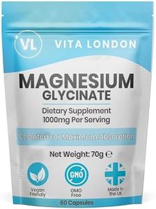 Magnesium Glycinate 1000mg | 180 Vegan Capsules (not Tablet, Gummies or Powder) High Strength Magnesium Bisglycinate Elemental | UK Made