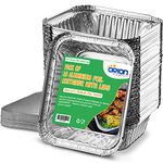 ORION ELEMENTS 60 Premium Small Disposable Aluminium Foil Trays Containers with lids Paper foil Lids 500ml. Best for Meal Prep Baking Food Storage Takeaway Tin (Pack of 60 with Paper Foil Lids)