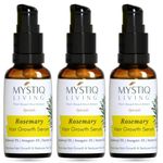 Mystiq Living Rosemary Hair Growth Serum (3 Month Pack) with 3% Redensyl, 4% Anagain, 6% Keratin - 90 ML | Strengthens Hair, Reduces Hair Fall | Women & Men