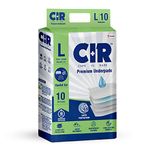 CIR Premium Underpads, Large (90x60cm) I 10 hrs Absorption Protection I 10 Units I Waterproof I Protects Surfaces from Incontinence I Super Soft Polymer x Pack of 1