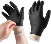 Tackleit BBQ Gloves for Cooking Baking Grilling, 50 Pcs Disposable Nitrile Gloves and 2 Pcs Cotton Glove Liners Washable, (50)