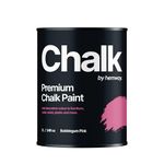 Hemway Bubblegum Pink Chalk Paint 1L Matt Shabby Chic Interior Furniture, Walls, Wood, Wardrobes, Doors, Tables, Chairs, Quick Dry Smooth Chalky Finish (9 Pinks & 118 Colours Available)