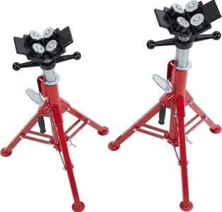 Garvee 2PCS Pipe Jack Stand, 4 Ball Transfer 2500 lb Capacity Pipe Stand, Adjustable Heavy Duty V-Pipe Stand for Welding, Portable Folding Legs 28-52 Inch Height Adjustable 1/8"-12"