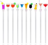 niCWhite Cocktail Stirrers Swizzle Sticks, 10pcs Acrylic Colorful Cocktail Mixer Stirring Sticks Drink Stirrers Stir Mixing Spoon with Wine Glass Patterns, Cocktail Accessories