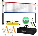 Airist Portable Volleyball Net Set,Professional Volleyball Nets Set for Backyard and Beach,Outdoor Volleyball Net with Height Adjustable Poles,Volleyball and Carrying Bag（Red and Blue）