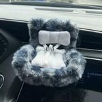 SwiftServ Doll Car Seat for 17cm Dolls with Air Vent Clip and Desktop Stand, Cute and Functional Car Ornament for Blind Box Doll Fans, Collectors (Grey Leopard Print)