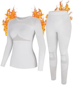 ATTRACO Women's Thermal Underwear Set Skiiing Base Layer Thermal Long Underwear Sets Grey XL