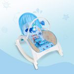 INFANTSO Baby Rocker & Bouncer for 0 to 2 Years (Blue), Chair for Newborn with Neck Pillow, Calming Vibrations, Music & Toys, 3 Position Adjustable Backrest Swing with Feeding Tray