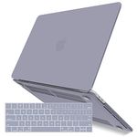 IBENZER Compatible with MacBook Pro 15 Inch Case 2019 2018 2017 2016 A1990 A1707, Plastic Hard Shell Case with Keyboard Cover for Mac Pro 15 Touch Bar, Lavender Grey, CA-T15LVGY+1