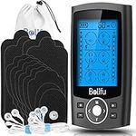 Belifu Dual Channel TENS EMS Unit with 12 Pads, 24 Modes Muscle Stimulator, Electronic Pulse Massager Muscle Massager for Pain Relief Therapy, Fastening Cable Ties, Dust-Proof Drawstring Storage Bag