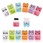 KLEBREIS 12Pcs Cute Pencil Eraser, Cartoon Animal Themed Rubber Erasers Roller Colorful Rectangle Eraser for School Office Supply Stationery