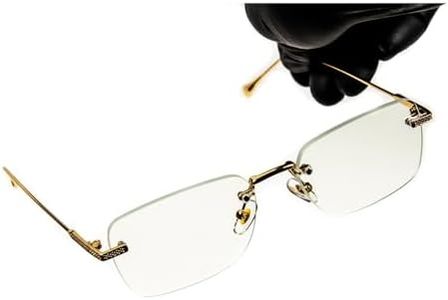 Street Knitted Vintage Elegant Rectangle Metal Yellow Gold Plated Wire Frame Retro Rimless Square Clear Lens Eyeglasses Hip Hop Glasses For Men Women
