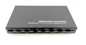 Hanutech Gigabit Ethernet to Fiber Media Converter (2 * 10/100/1000Mbps RJ45 Port & 8 * 1000Mbps SC Port, 4A4B) SMSF 20KM- 1 Year Warranty