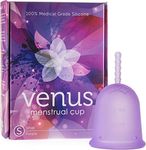 Venus Menstrual Cup – 100% Medical Grade Silicone Reusable Period Cup – Unique Design to Ease Your Period Cycle – Eco-Friendly Tampon Alternative – Made in USA – Size Small – Purple