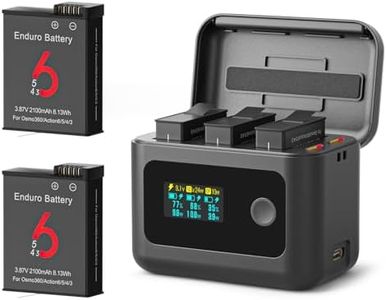 JIMOVA 2-Pack OSMO Action 6 Battery and Charger for DJI Osmo 360, Action 5 Pro, Action 4, 3, OLED Intelligent Charger Hub, Triple Slot 24W PD Fast Charging Case, 2100mAh Battery for DJI Osmo Action 6