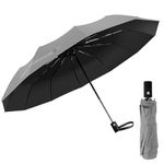 PRANIJ One-Click Auto Open/Close 3-Fold Travel Umbrella For Women, Men, & Kids, Sun & UV Protection Compact Lightweight Windproof Umbrella for Rain (Grey)